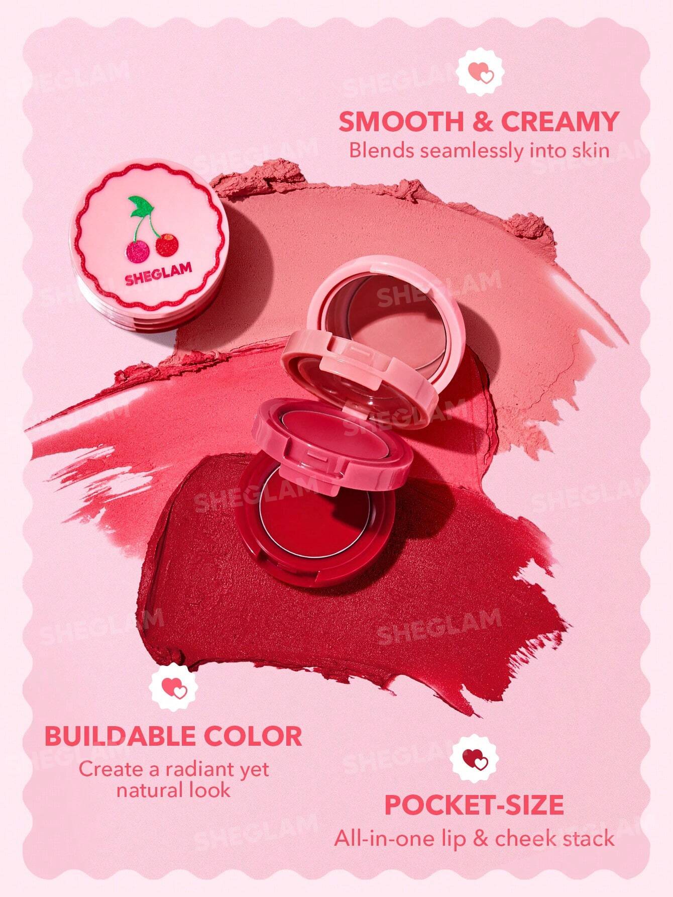 Bote apilable de rubor en crema para labios y mejillas SHEGLAM Cheek & Lip Cream Stack (5)