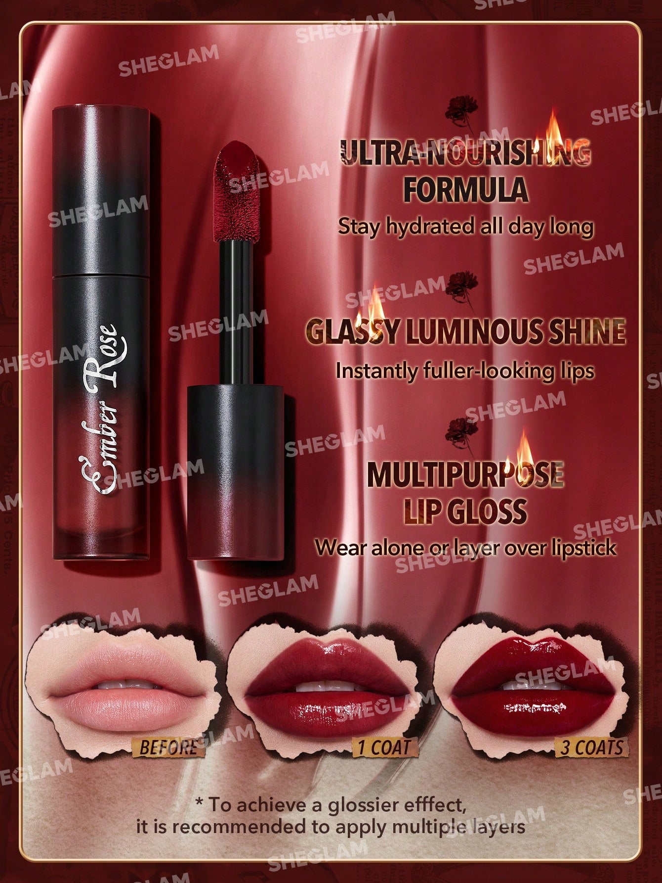 Lip Gloss Ember Rose Sheglam Everlasting