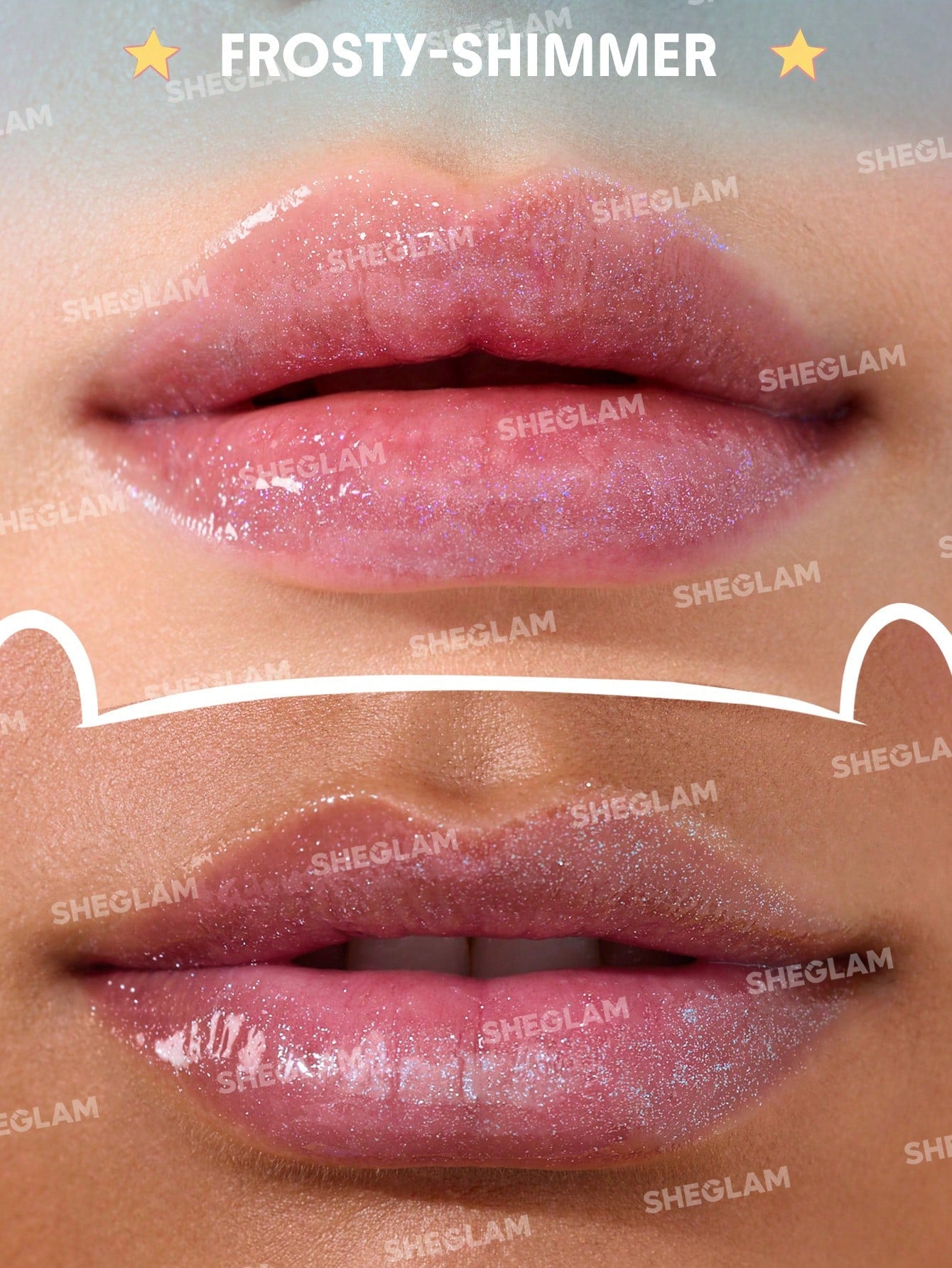 Labial Gloss Ultra Glitter Hora de aventura SHEGLAM Shimmery Lip Gloss-Frosty