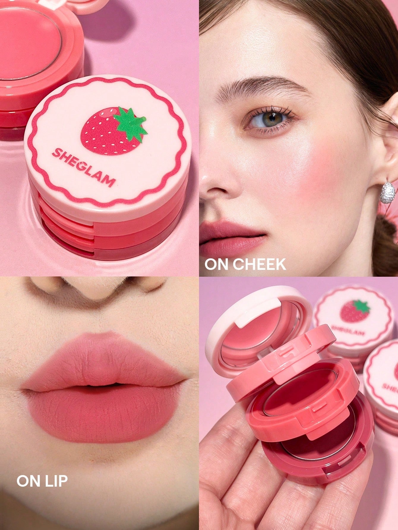 Bote apilable de rubor en crema para labios y mejillas SHEGLAM Cheek & Lip Cream Stack (5)
