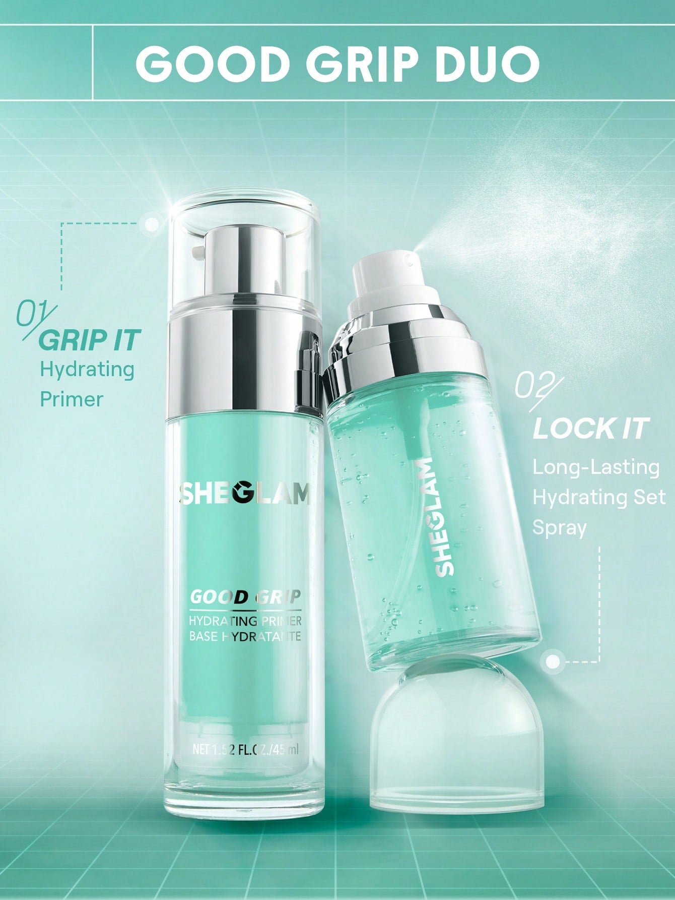 Primer y fijador preparador Hidratante SHEGLAM Good Grip Hydrating Prime & Set Spray