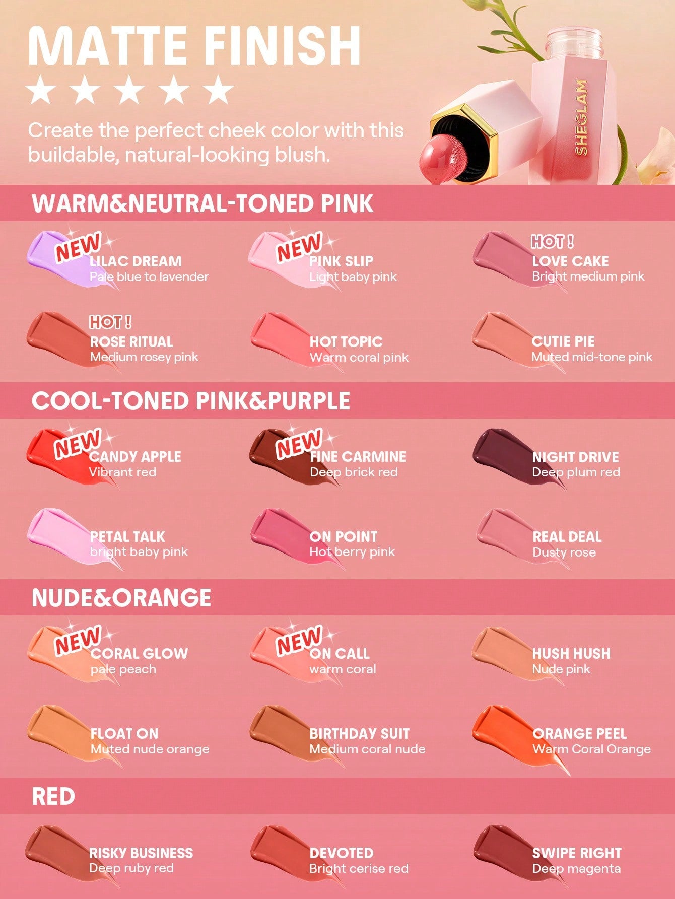 rubor liquido she glam nueva formula nuevos tonos Color Bloom Liquid Blush-Candy Apple