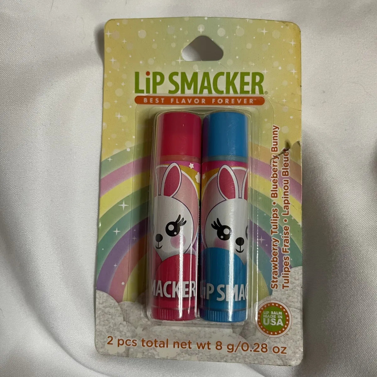 Par de Bálsamos – Strawberry Tulips & Blueberry Bunny, Duo de Conejos LipSmacker