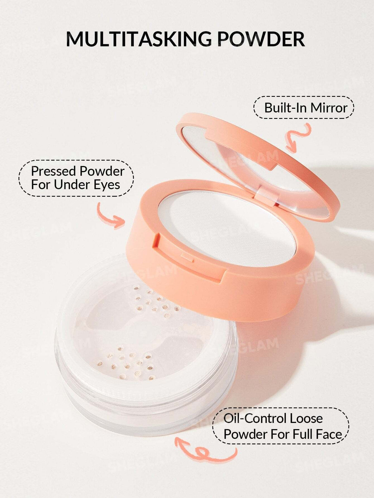 POLVO TRANSLUCIDO SHE GLAM polvo suelto y polvo compacto de varios tonos