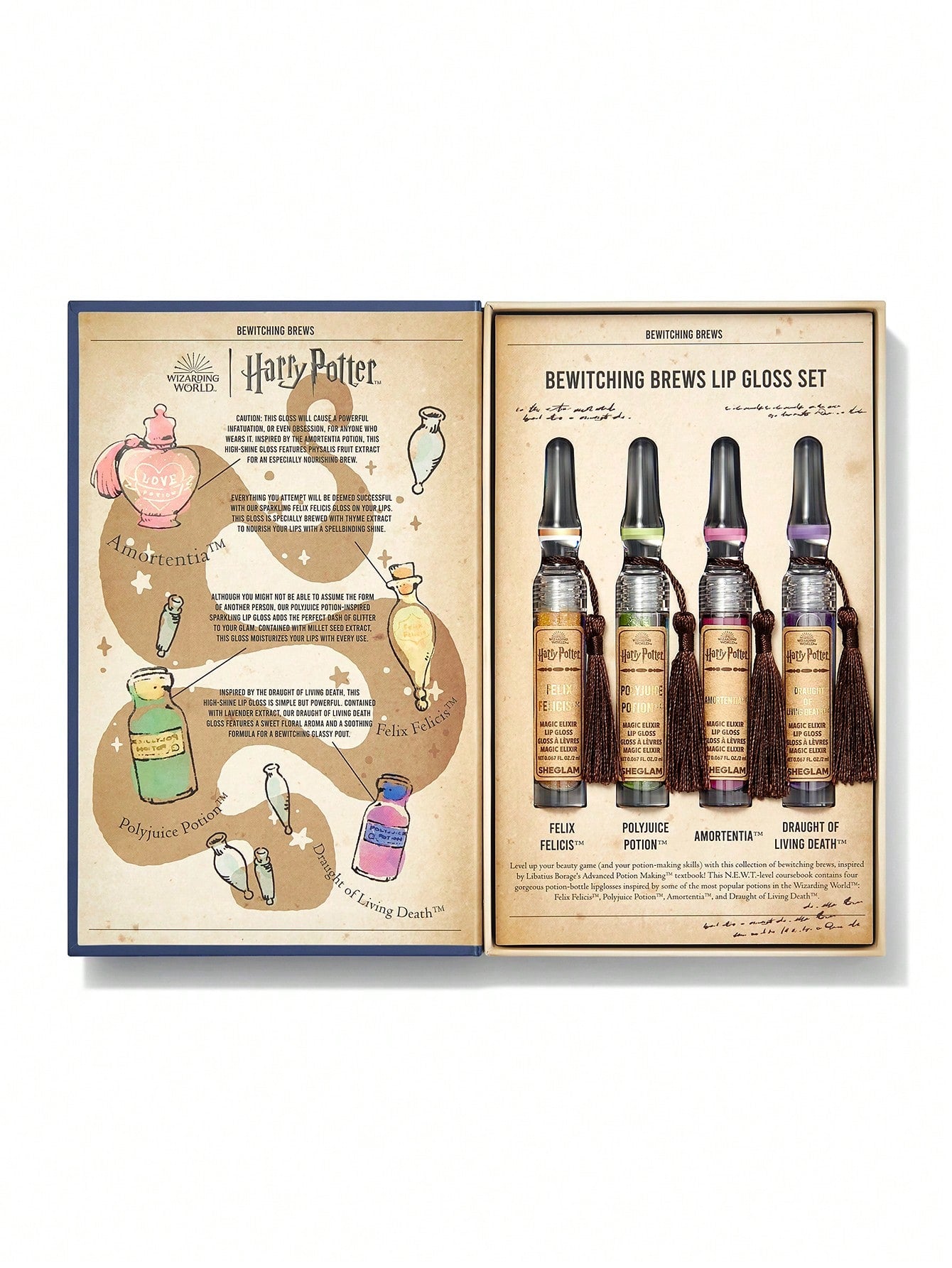 Libro de pociones Harry Potter labiales Harry Potter™ X SHEGLAM Juego de brillos labiales Bewitching Brews