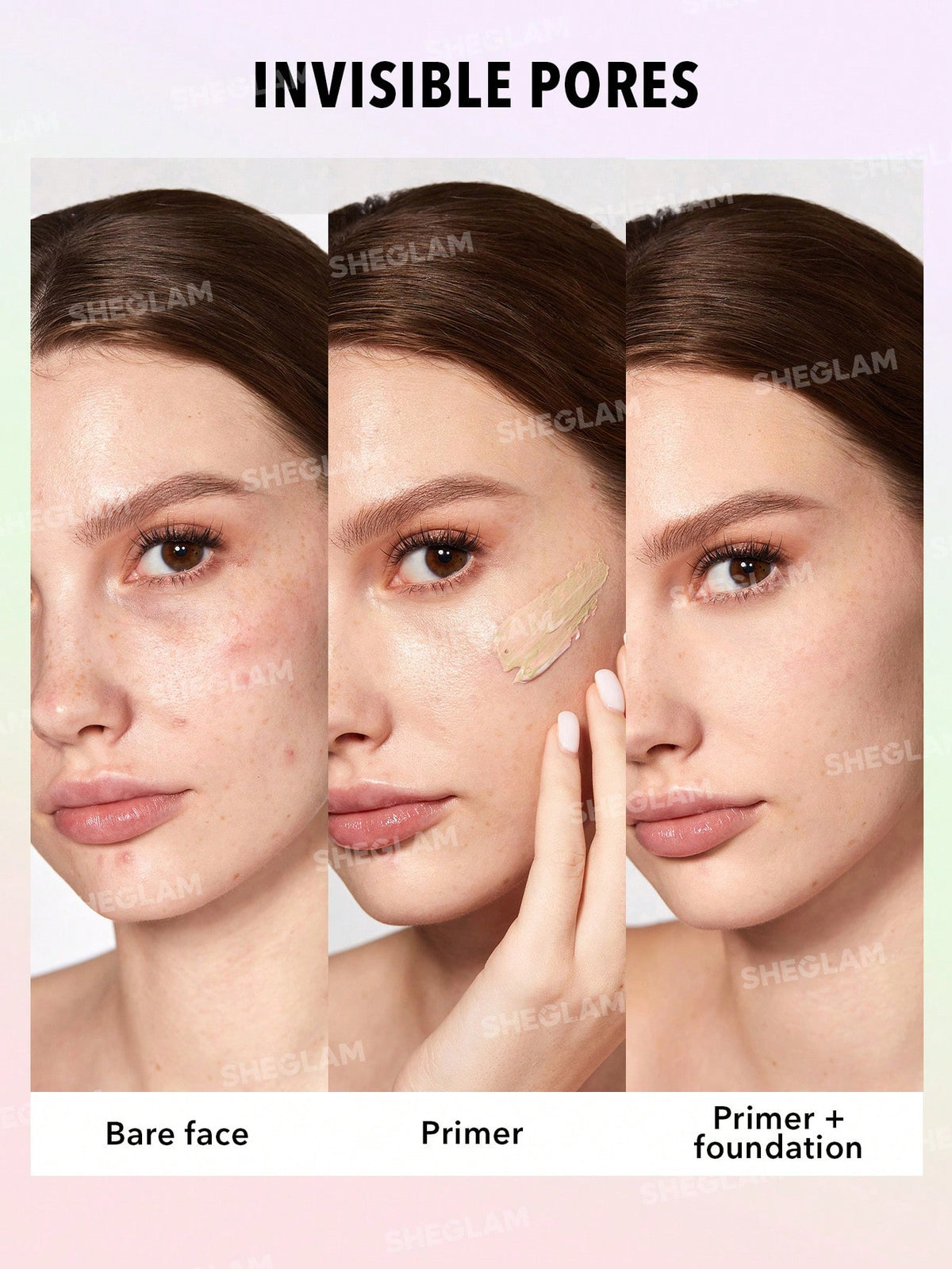 Prebase primer y corrector She glam 3 en uno  Manual de corrección de triple amenaza
