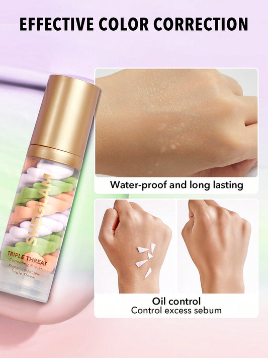 Prebase primer y corrector She glam 3 en uno  Manual de corrección de triple amenaza