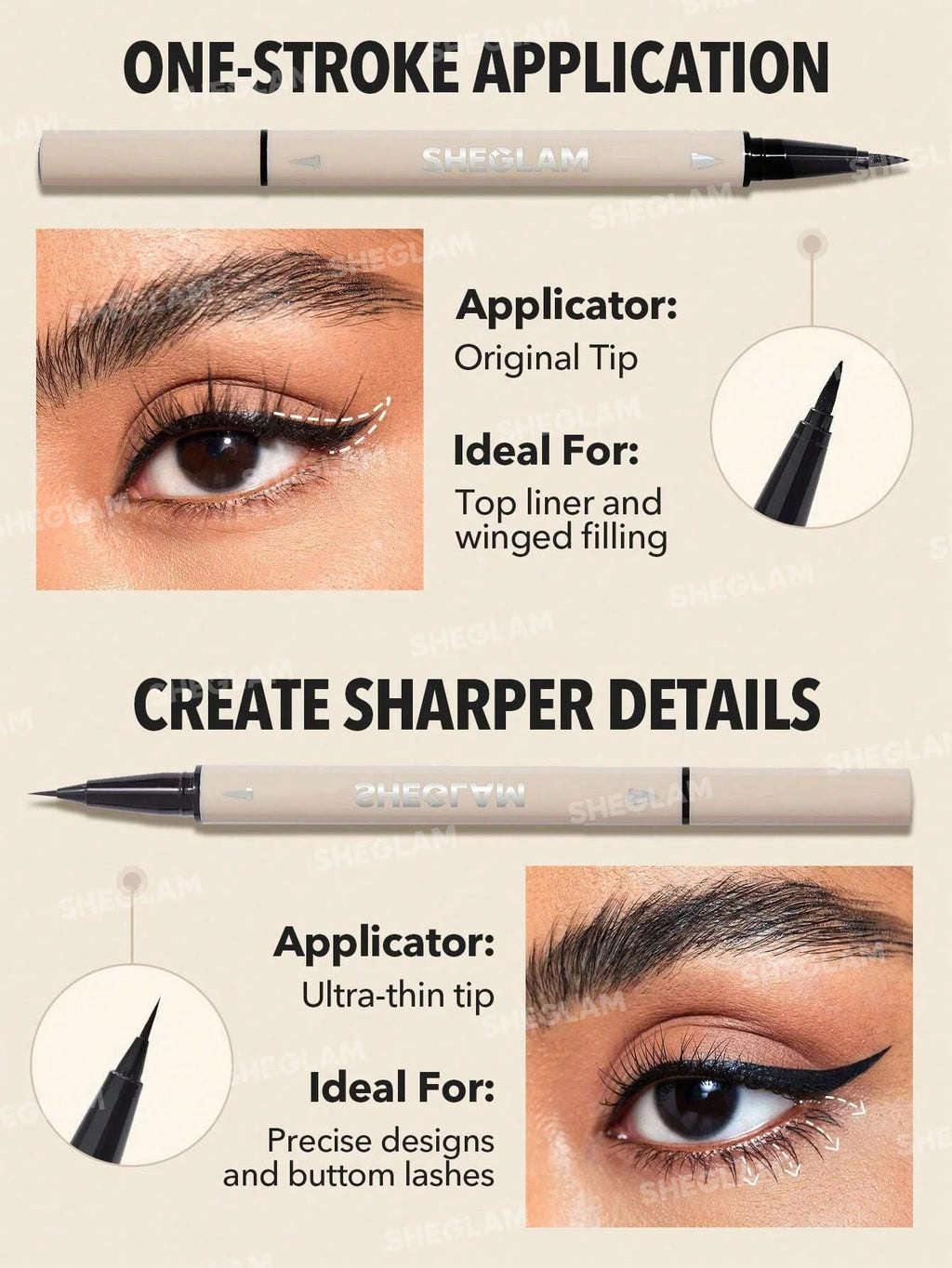 Lápiz delineador de ojos multifunción para líneas y detalles, color negro sheglam