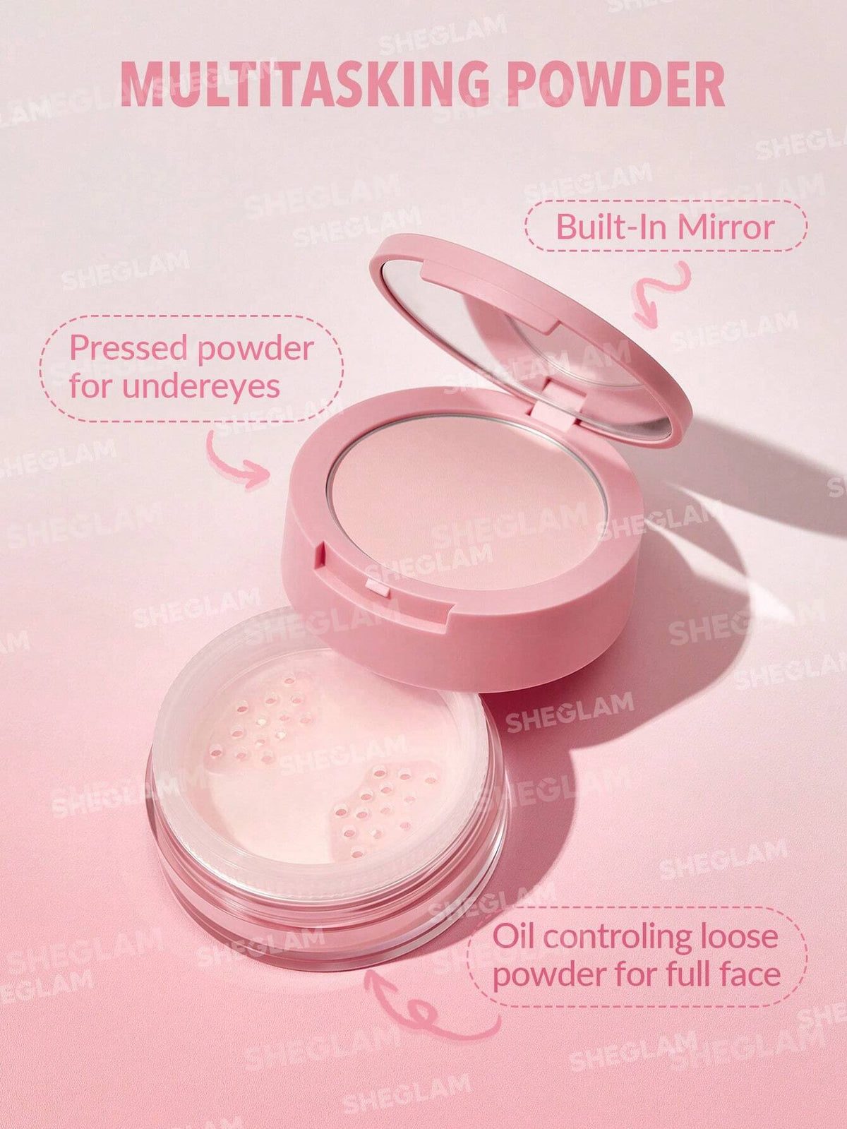 POLVO TRANSLUCIDO SHE GLAM polvo suelto y polvo compacto de varios tonos