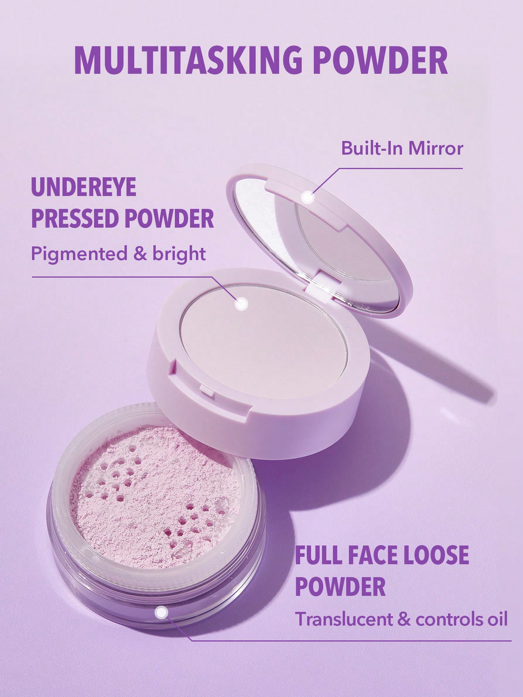 POLVO TRANSLUCIDO SHE GLAM polvo suelto y polvo compacto de varios tonos