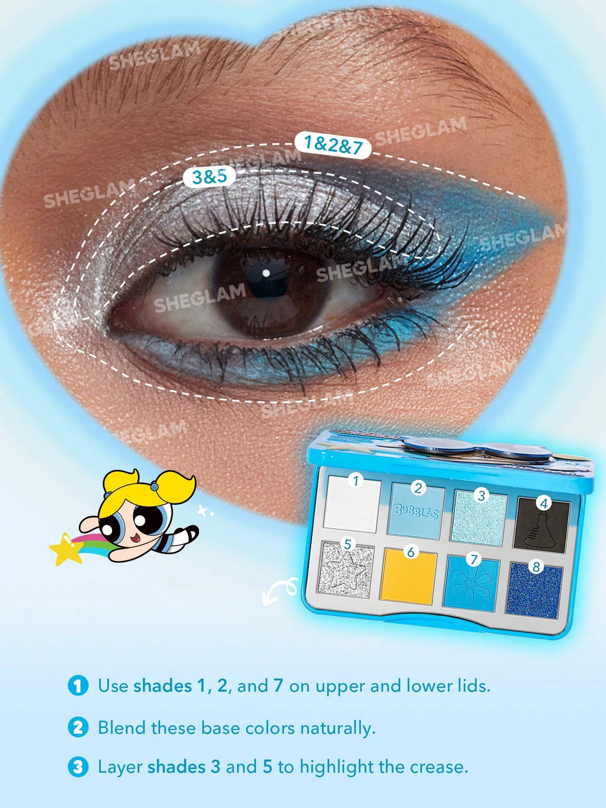Las Chicas Superpoderosas X SHEGLAM Paleta de sombras de Las Chicas Burbuja