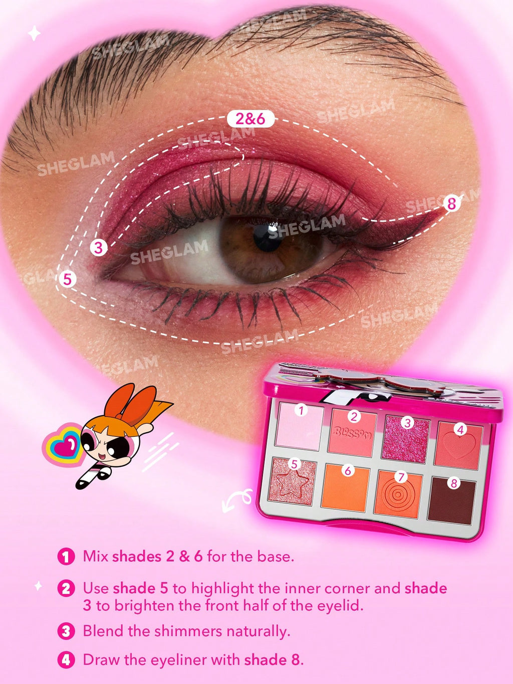 Las Chicas Superpoderosas X SHEGLAM Paleta de sombras de Las Chicas
