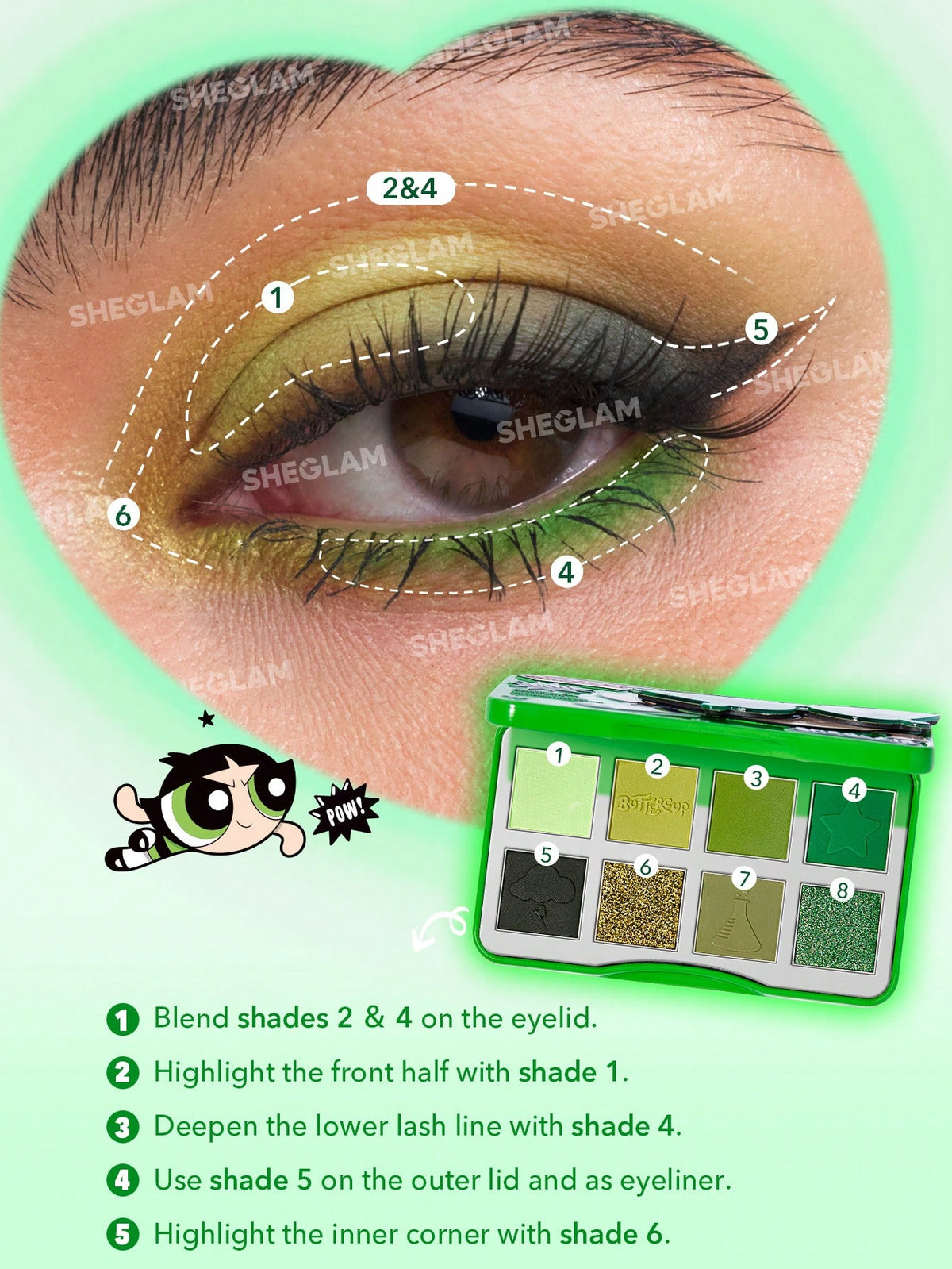 Las Chicas Superpoderosas X SHEGLAM Paleta de sombras de Las Chicas Bellota