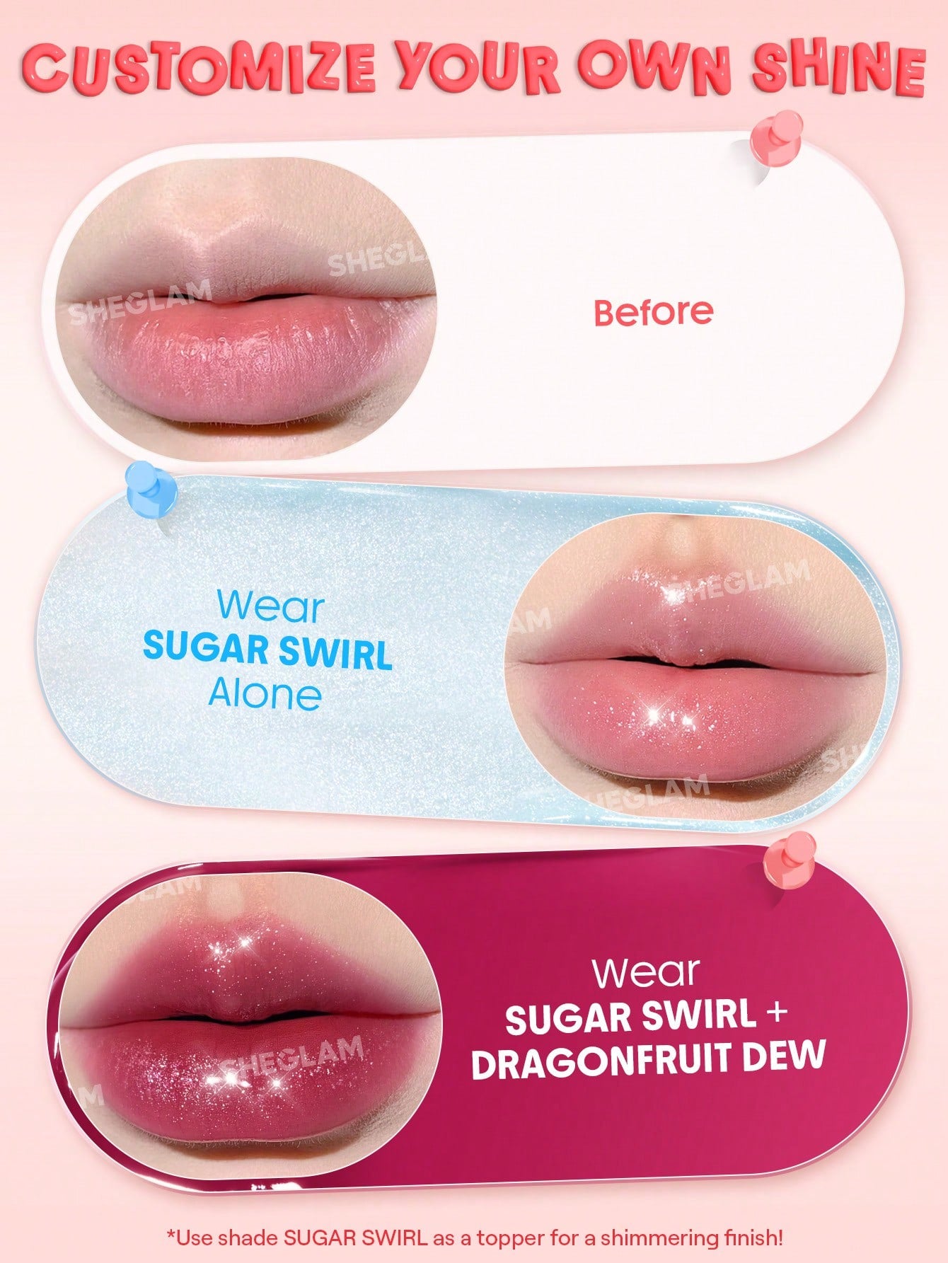 Labial tinta hidratante SHEGLAM Hydra Jelly Pocket Lip Jam-Strawberry Splash