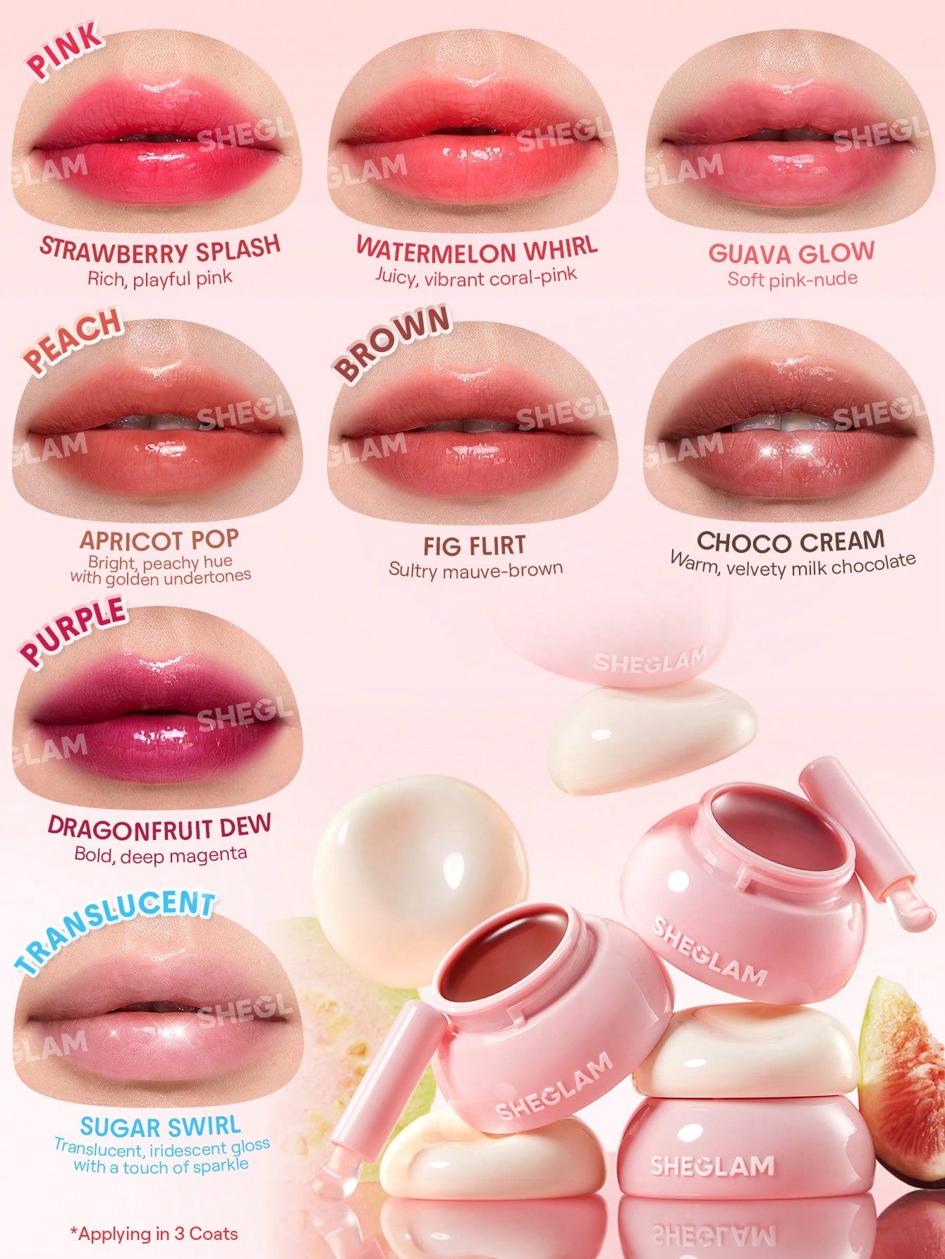 Labial tinta hidratante SHEGLAM Hydra Jelly Pocket Lip Jam-Strawberry Splash
