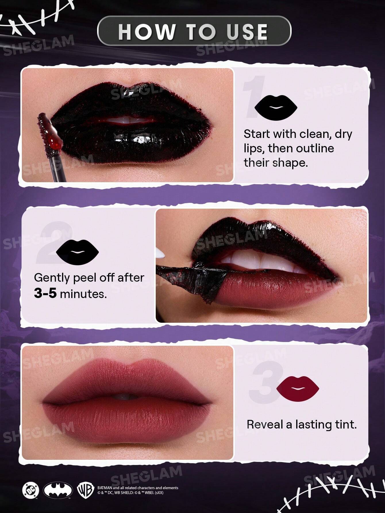 Labial pelable CATWOMAN™ | SHEGLAM I Am Not A Kitten Peel-Off Lip Tint-Swift End