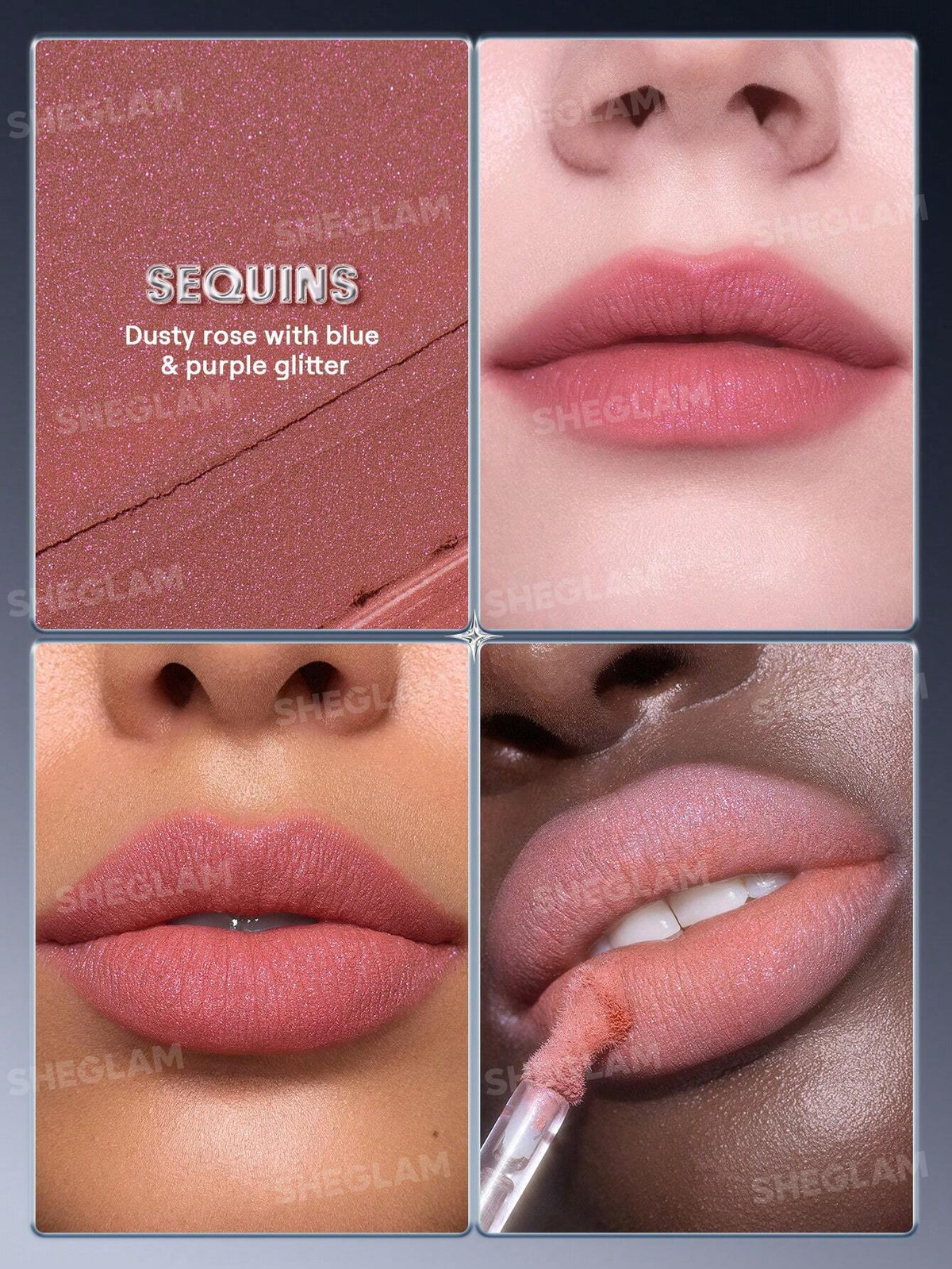 Labial glitter larga duracion Glitter Whip Lápiz Labial Líquido Sheglam