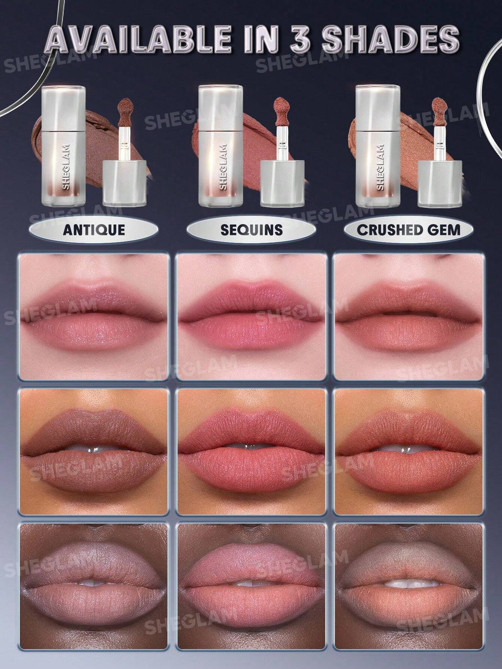 Labial glitter larga duracion Glitter Whip Lápiz Labial Líquido Sheglam
