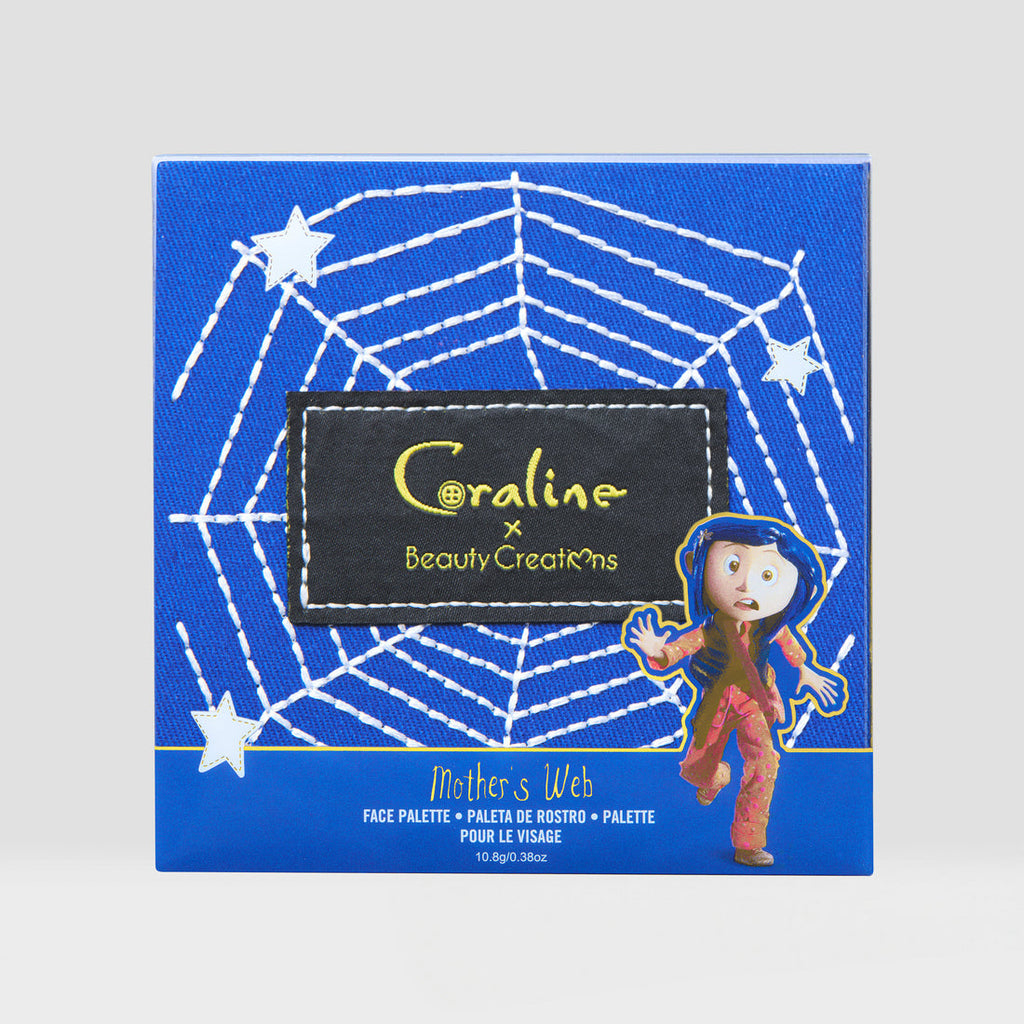 paleta de rubores y iluminadores Mother's web Coraline x Beauty Creations
