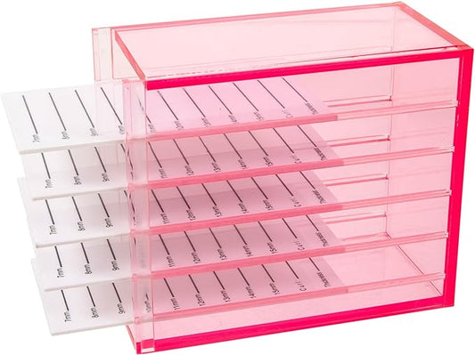 Caja de almacenamiento de extensiones de pestañas rosa