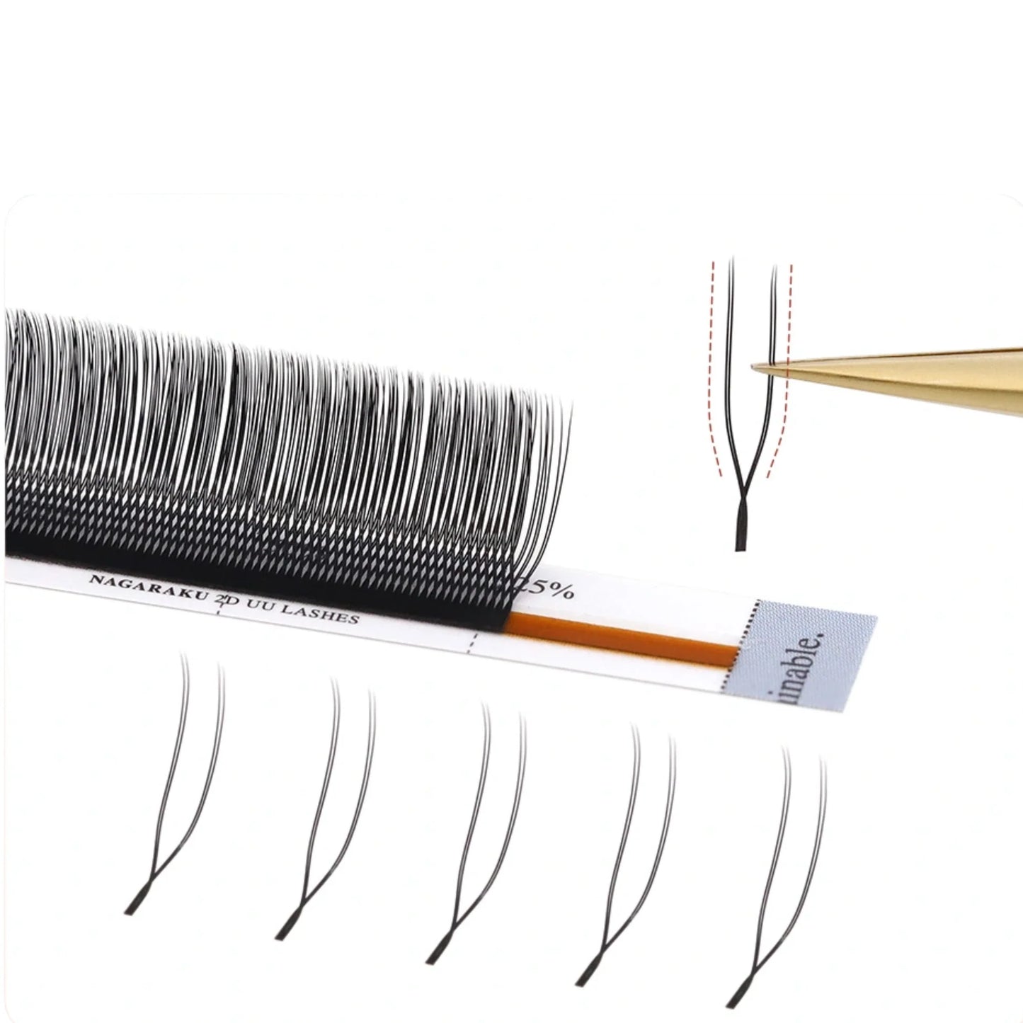 NAGARAKU Air Series 2D Extensiones De Pestañas En Forma De UU Puntas Abiertas Postizas