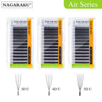 NAGARAKU Air Series 3D Extensiones De Pestañas En Forma De UU Puntas Abiertas Postizas