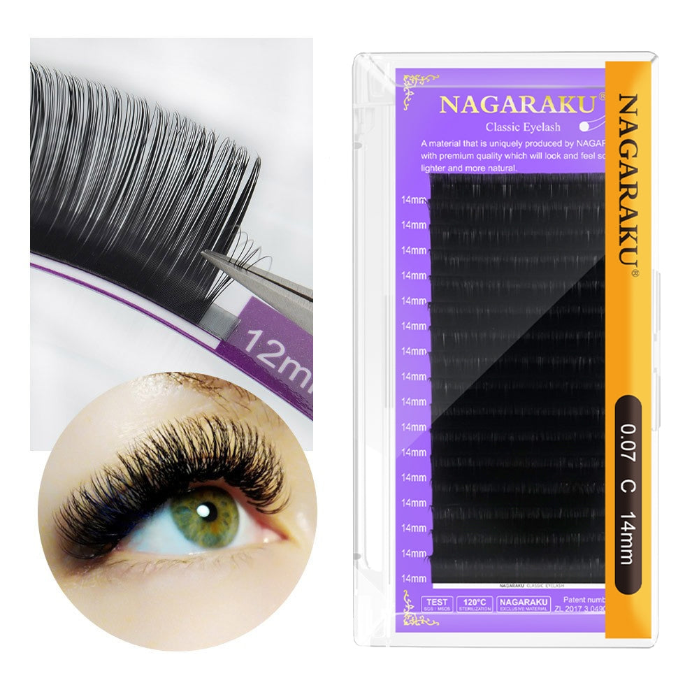 Blister  de extensiones de pestañas Nagaraku tecnica volumen 0.07 para aplicacion pestañas mink