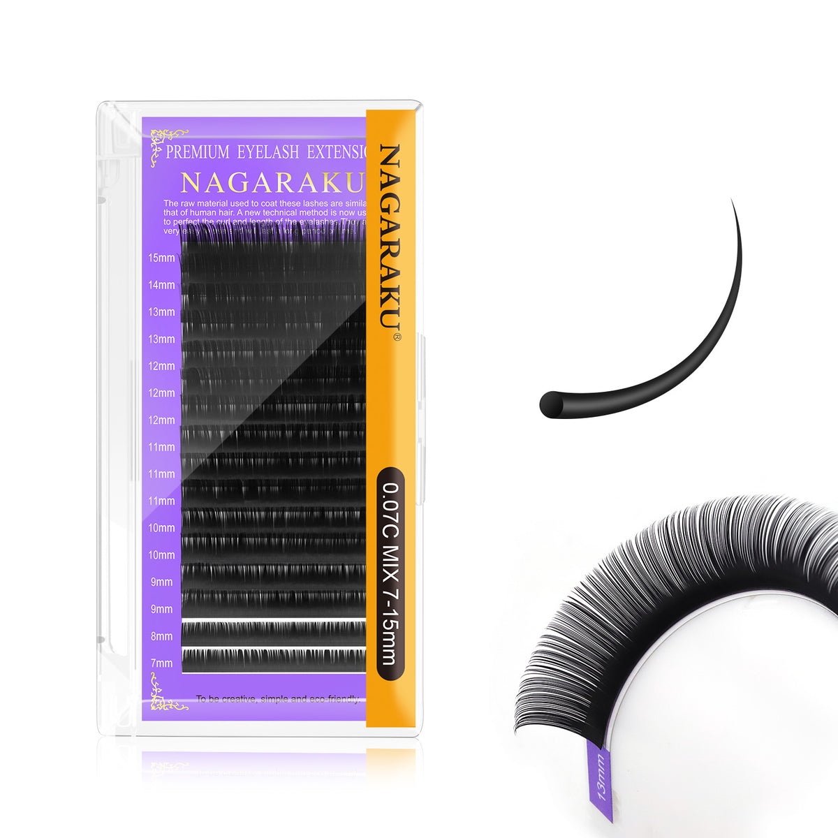 Blister  de extensiones de pestañas Nagaraku tecnica clasica 0.15 para aplicacion pestañas mink