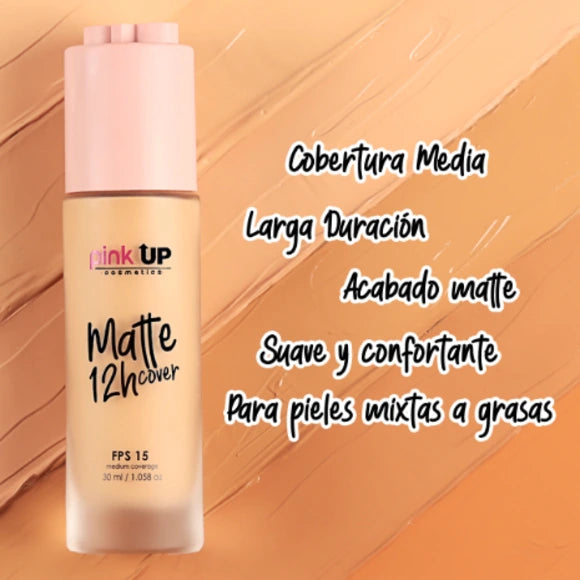 Base de Maquillaje Liquida Matte Cover 12h Pink up