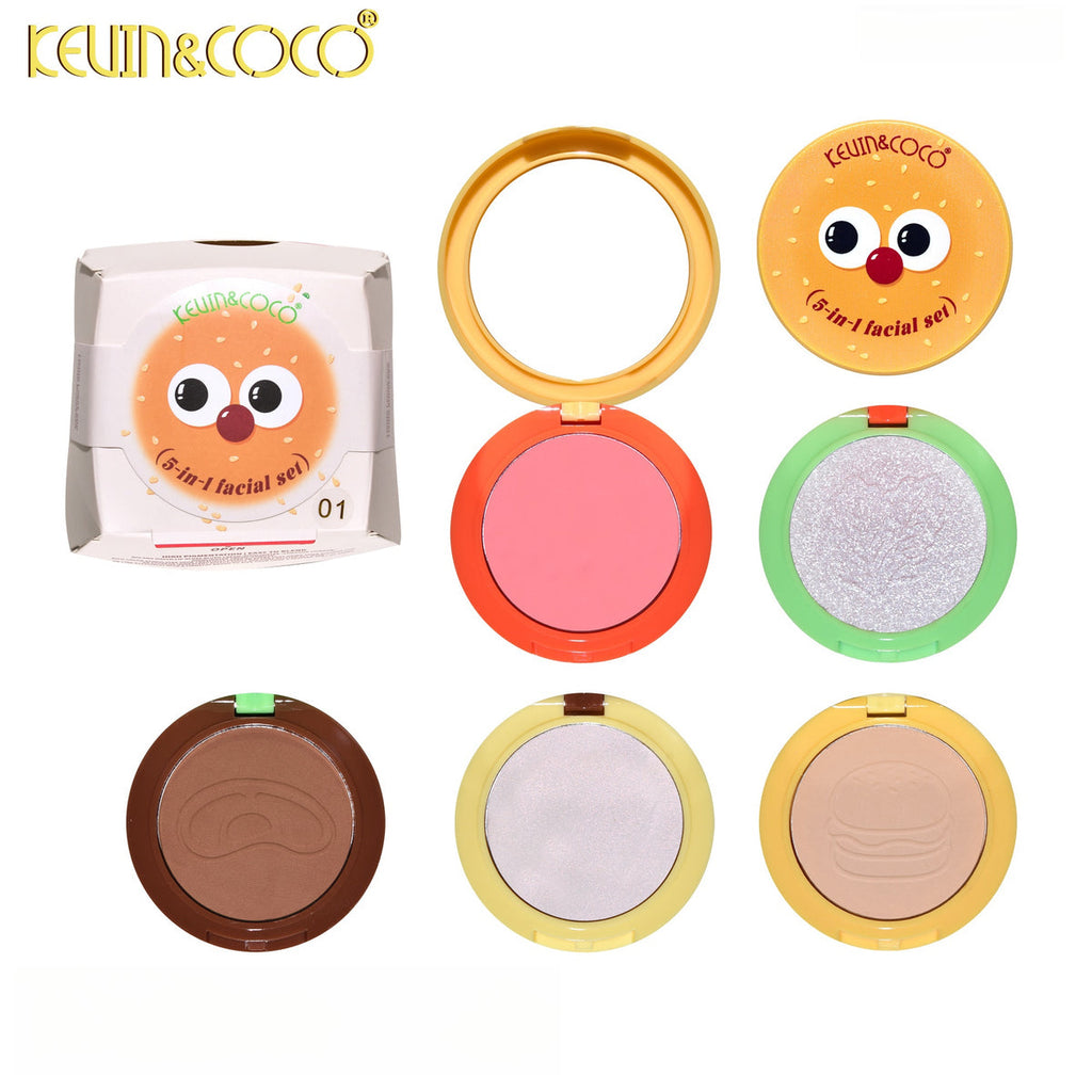 Burgerlicious Kevin and coco paleta de maquillaje para rostro 5 en 1