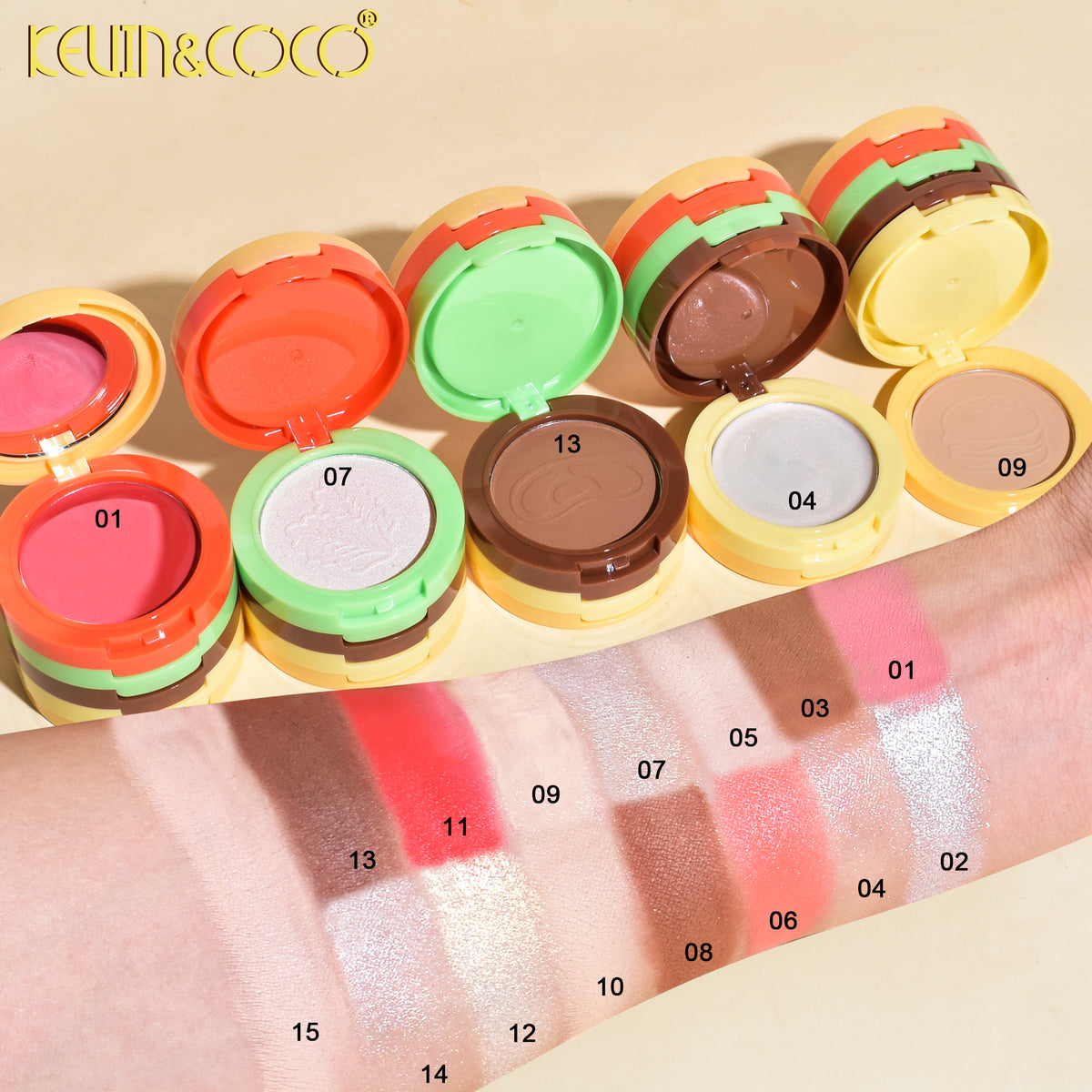 Burgerlicious Kevin and coco paleta de maquillaje para rostro 5 en 1